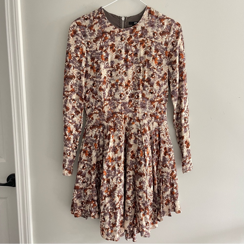 H&M floral print long sleeve skater dress